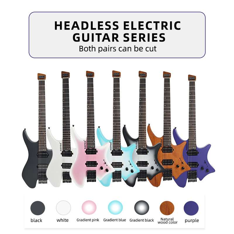 外贸双拾音器无头电吉他多种曲风自锁弦模式guitar生产实木电吉他