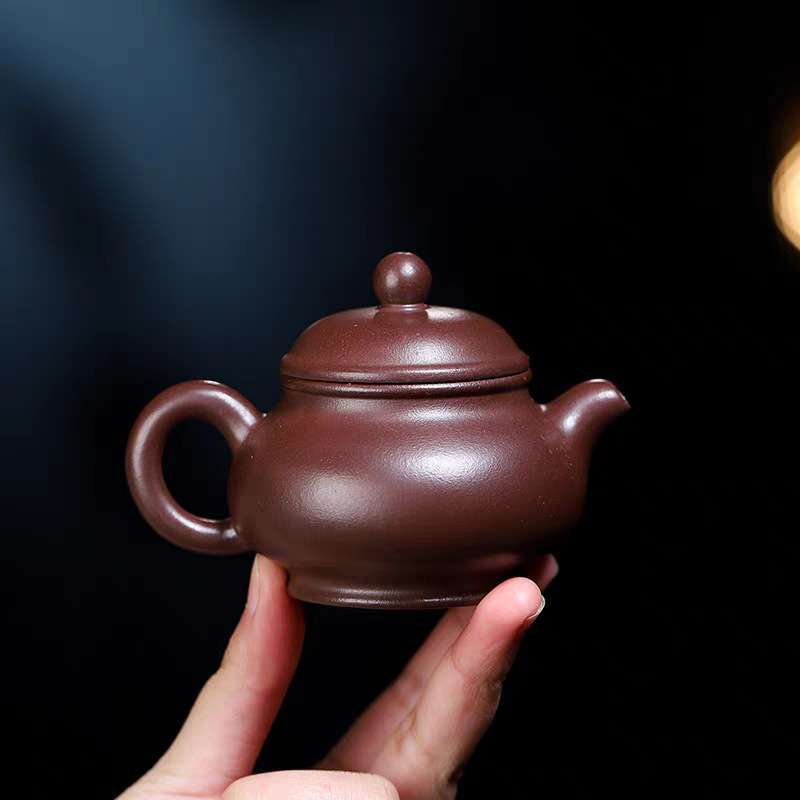 正宗宜兴紫砂壶原矿紫泥手工茶壶110ml迷你小潘壶一人功夫泡茶壶