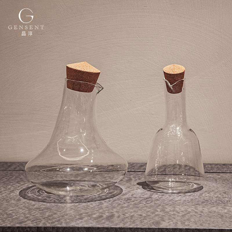晶淳 现代极简风带瓶塞冷水壶 醒酒器玻璃酒壶家用 客厅餐桌摆件