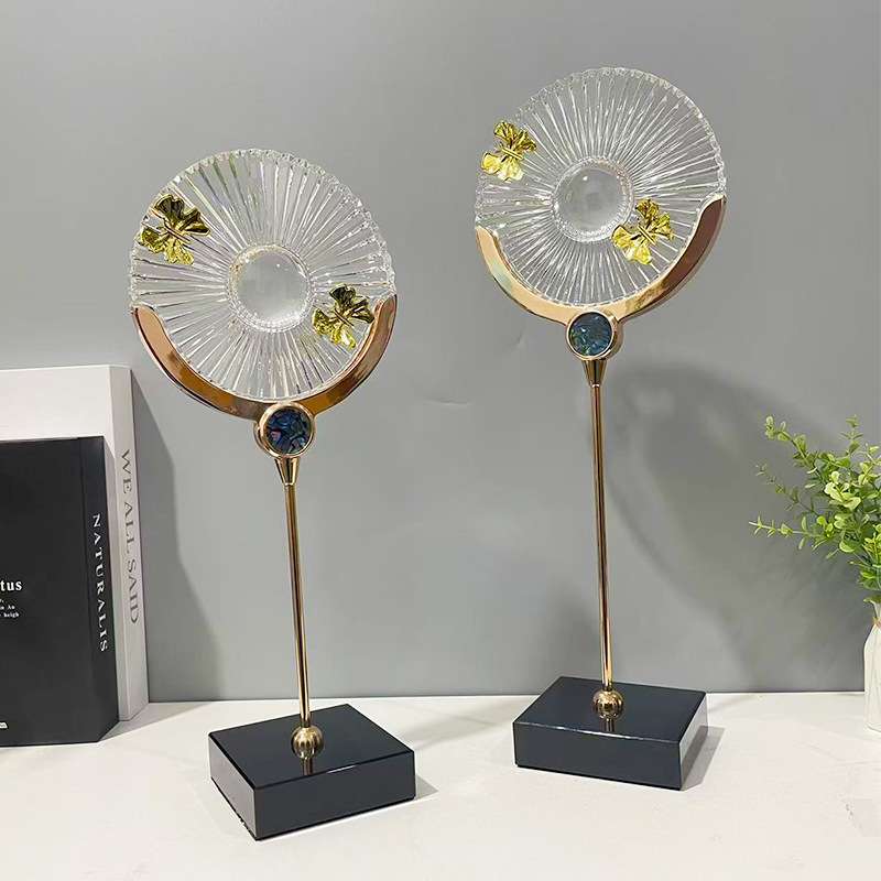 中式玄关电视柜软装饰品工艺品摆件蓝色透明树脂金属蜻蜓软装饰品