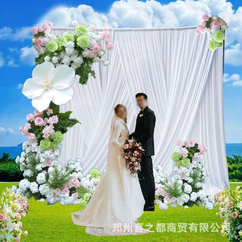 纱幔打底布酒店户外婚礼舞台布置幕布帷幔欧式风格垂感窗纱波浪