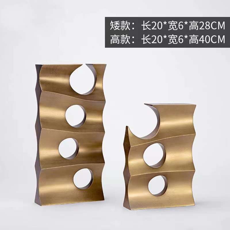 现代轻奢创意树脂镂空几何摆件软装样板房客厅茶几餐桌面家居饰品