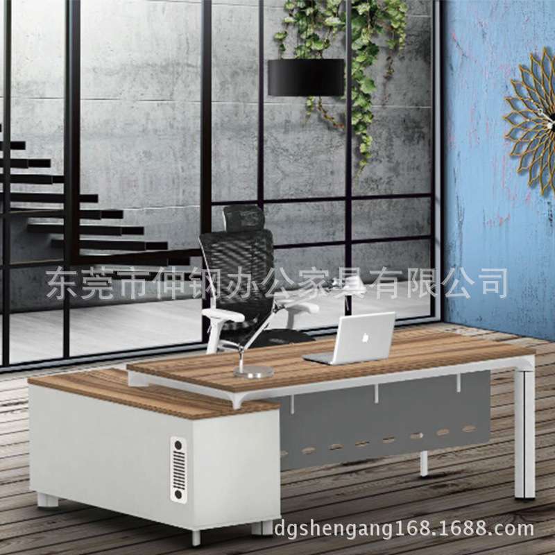 经理主管办公桌简约时尚新款板式带侧柜电脑桌厂家直销东莞家具