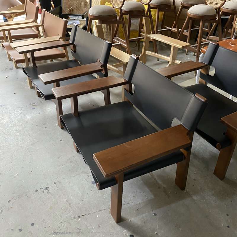 室内办公矮椅 酒店家用靠背扶手椅新中式实木椅休闲椅厂家