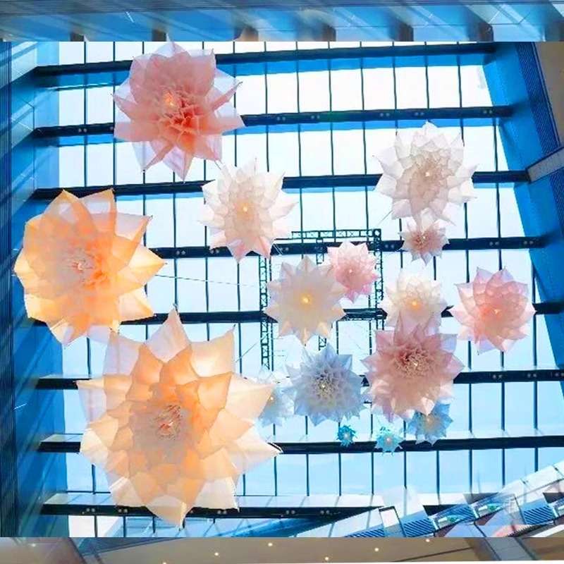 伞花灯网红互动商场引流自动开合升降中庭装饰美陈仿真感应室内