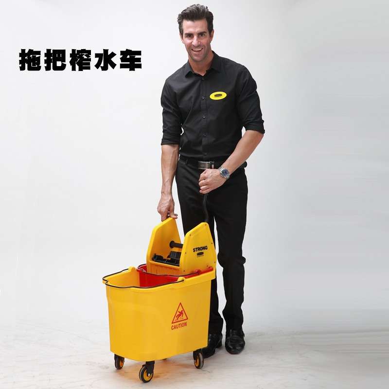 超宝榨水车双桶家用酒店宾馆物业保洁手压式拖把地拖挤水桶B-46B