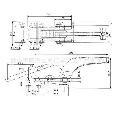 厂家  门闩式快速夹钳 GH-40370  工业重型搭扣 快速夹具 拉扣