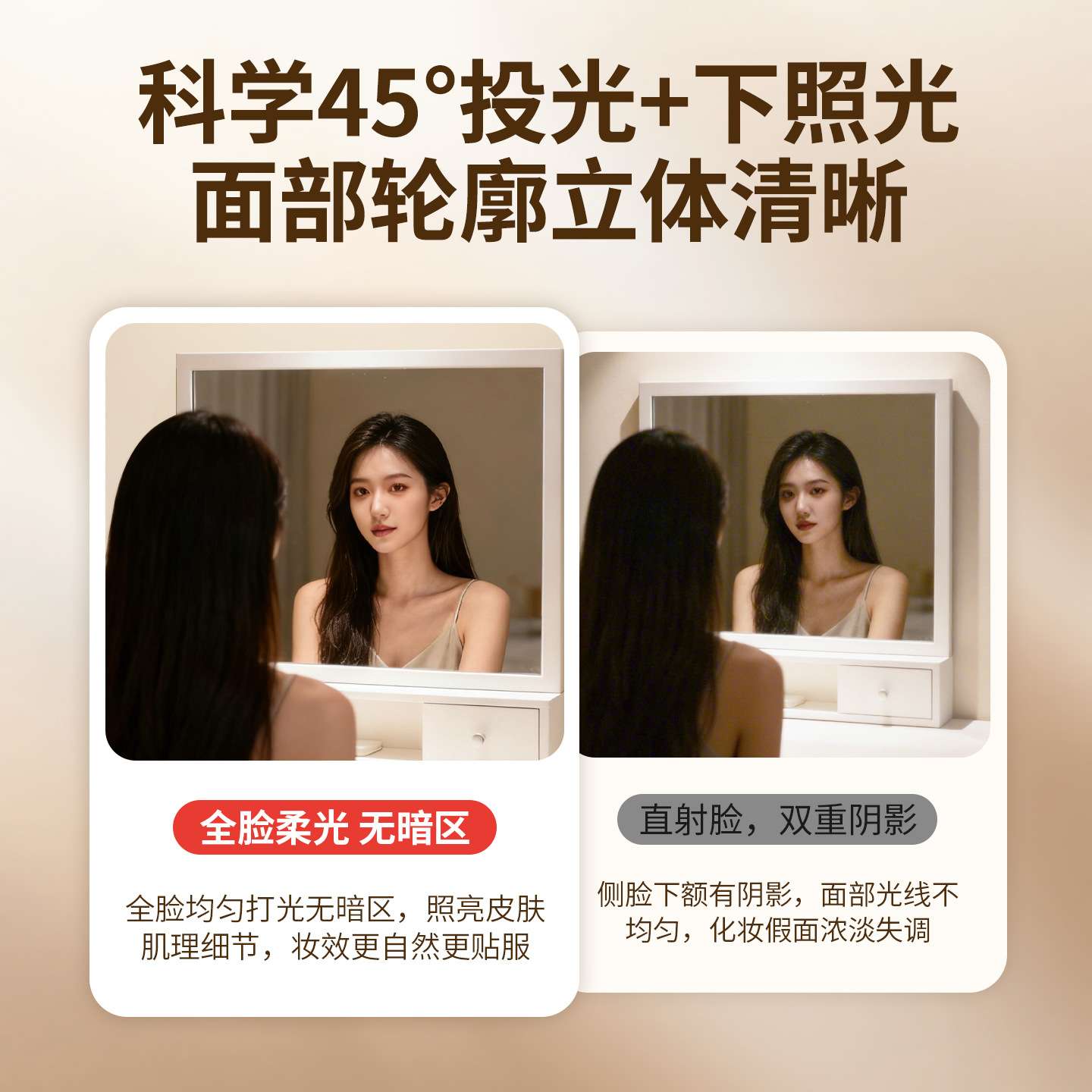 美颜级镜前美妆射灯嵌入式LED全光谱深杯防眩护眼无频闪化妆镜灯