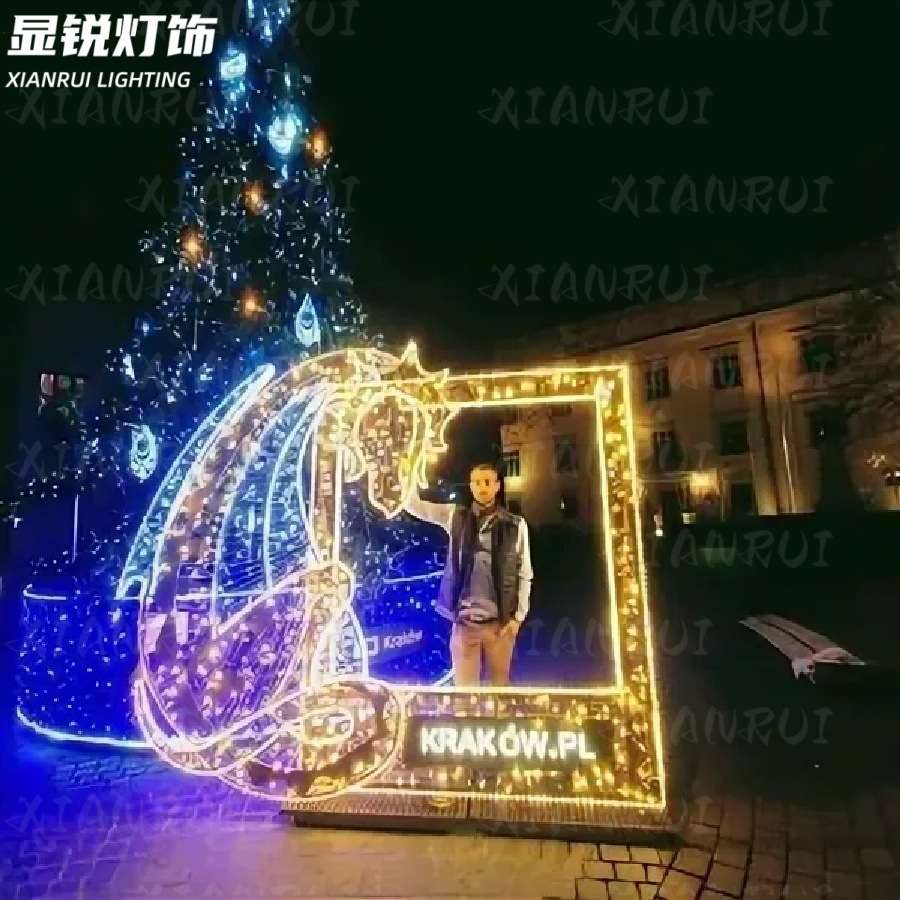 相框装饰灯留影拍照打卡led平面造型铁艺相片造型装饰灯路引招牌