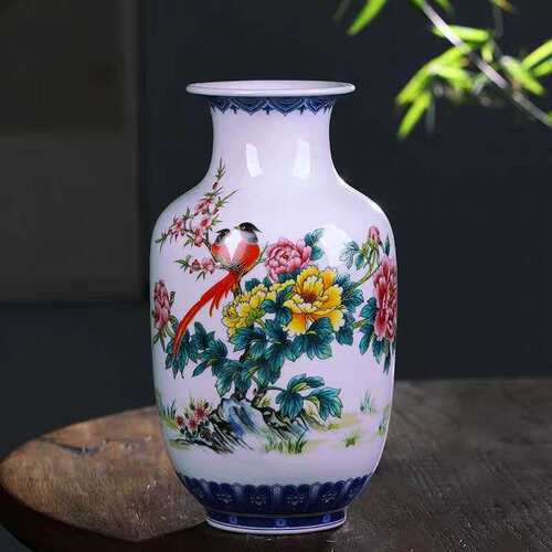 景德镇陶瓷花瓶仿古青花瓷插花器新中式家居玄关电视柜博古架摆件