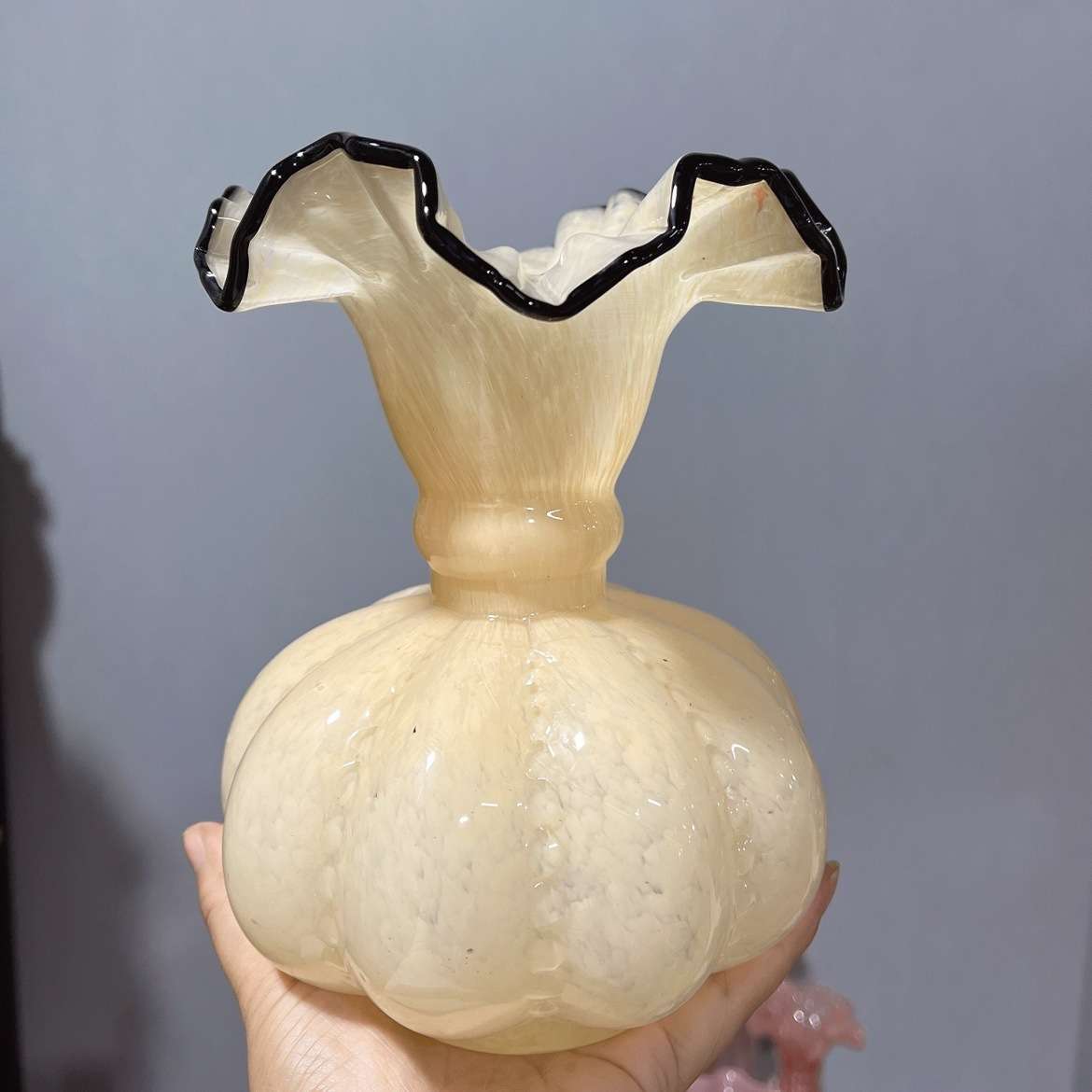 新品中古风彩虹色芬顿风法式南瓜珠花瓶手工琉璃玻璃家插花器摆件