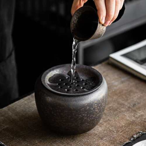日式陶瓷茶杯茶台茶洗桌面水盂建水带盖过滤茶渣废水缸筒小号茶室