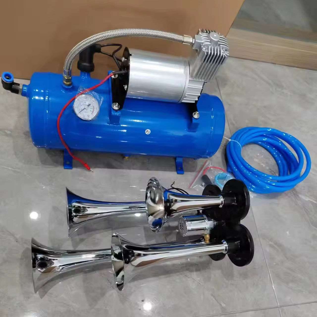 四管气喇叭改装车气泵车顶150psi 6L气罐空气压缩机空压机