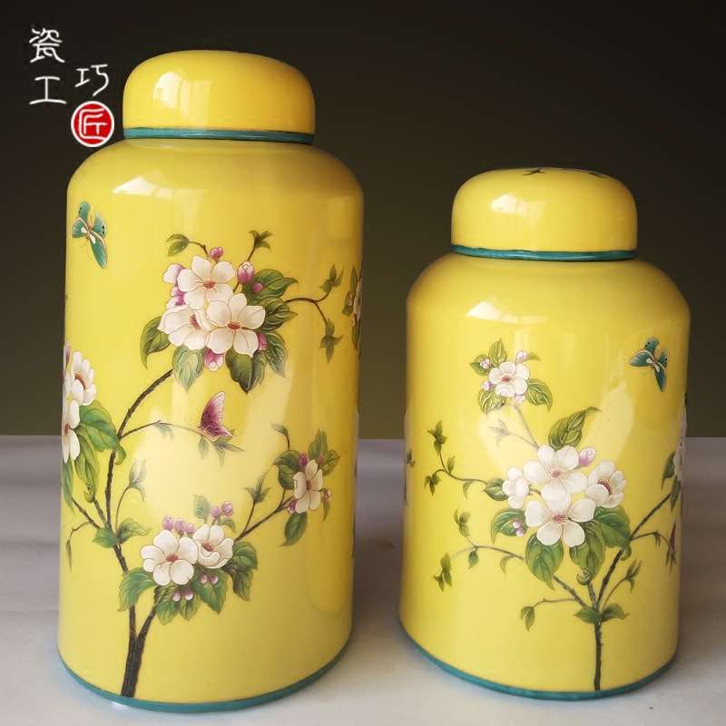 欧式美式中式手绘陶瓷储物罐摆件工艺品创意家居摆设玄关装饰复古