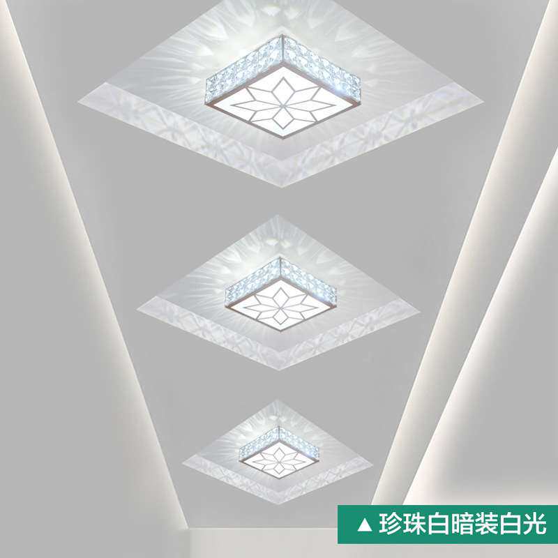 方形过道灯走廊灯玄关灯led水晶创意走道射灯个性入户进门灯具