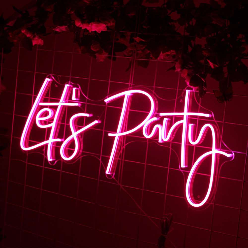 霓虹灯发光字Let'sParty英文字母装饰灯婚礼表白创意灯LED造型灯