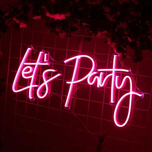 霓虹灯发光字Let'sParty英文字母装饰灯婚礼表白创意灯LED造型灯
