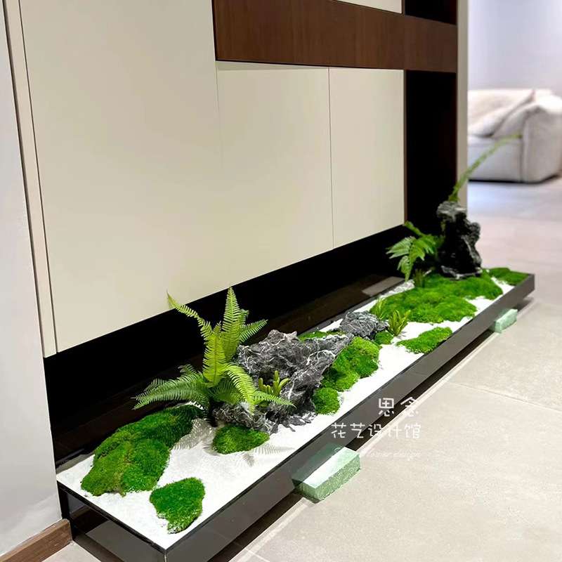 绿植盆景摆件植物装饰新中式日系花槽苔藓石子室内设计