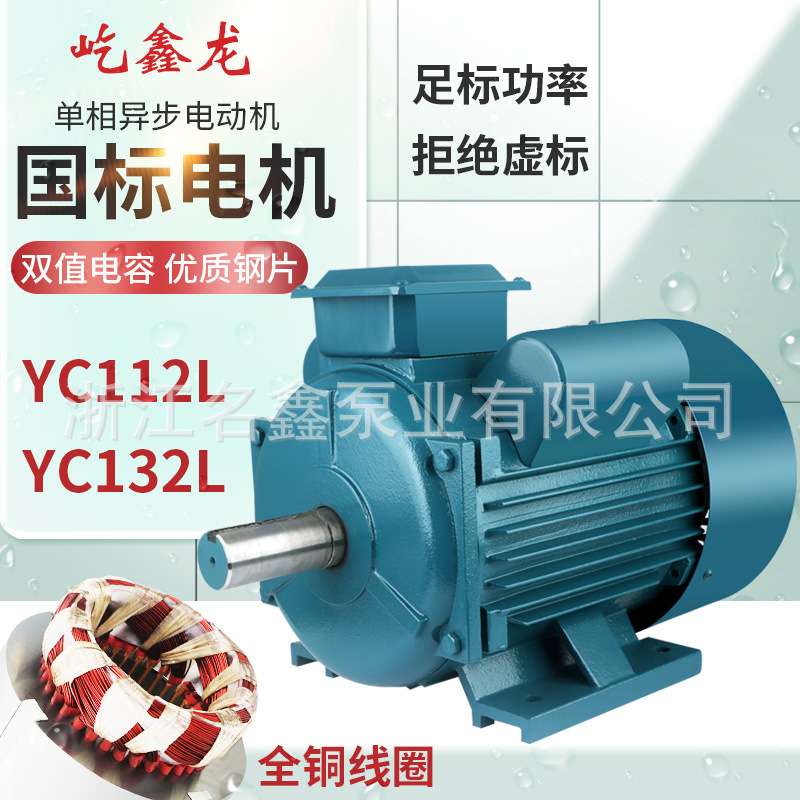 国标单相电动机220v大功率5kw7.5kw纯铜电机大马力110v大功率电机