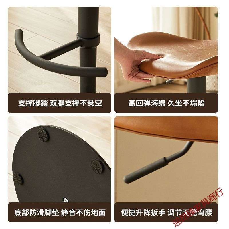 吧台椅复古风高脚椅可升降旋转吧台凳收银台高吧凳岛台椅子高脚凳