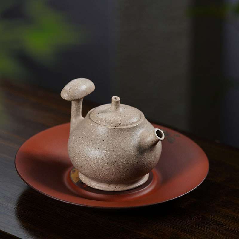 热销新款梨式紫砂壶原矿粗砂提梁壶白玉段泥茶壶 厂家侧把壶