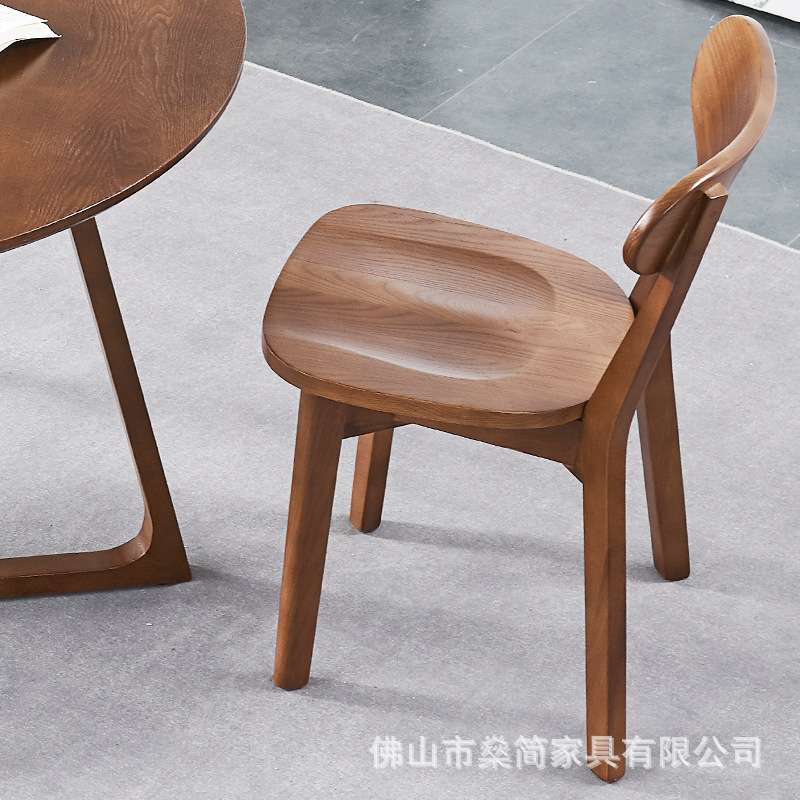 靠背椅实木电脑椅子餐椅扶手家用北欧休闲书桌椅餐厅椅厂家北欧风