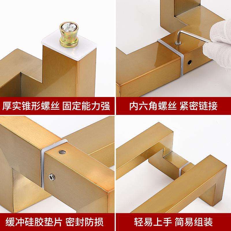 玻璃门拉手不锈钢方管双弯无指纹玫瑰黑钛金色有框拐角大木门把手