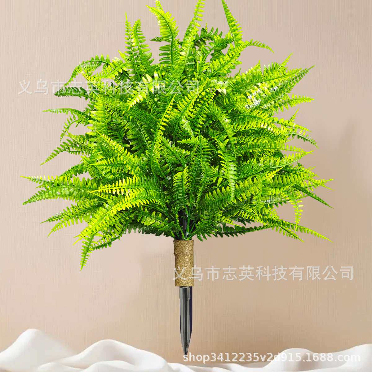 跨境新品蕨叶四叶草盆栽地插人造假花户外庭院阳台装饰仿真绿植