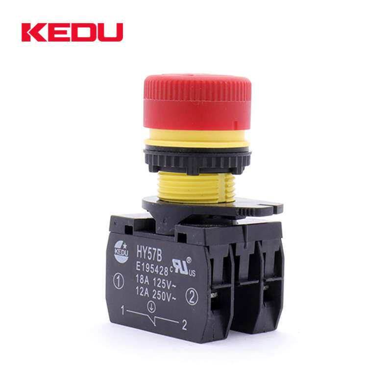 KEDU科都 HY57B 蘑菇紧急按钮 18A/125V 12A/250V 急停钮按动开关