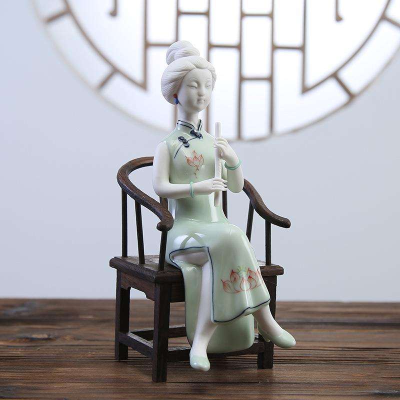 厂家直供陶瓷仕女摆件古典琴棋书画人物家居软装玄关酒柜装饰品