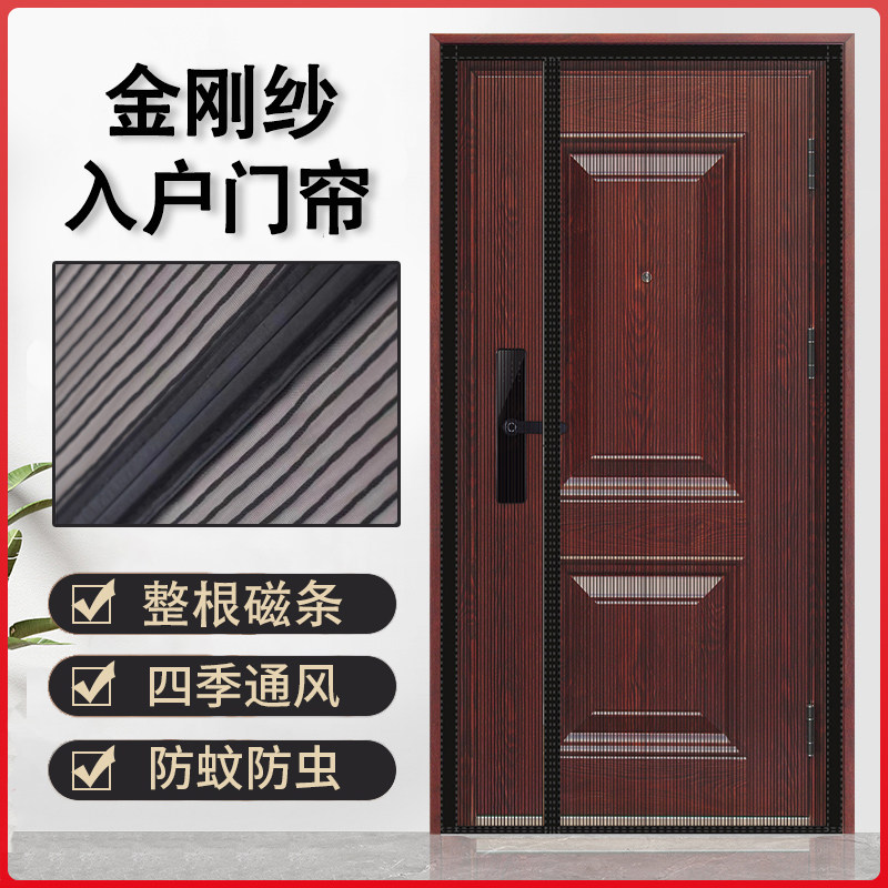 H进户楼道纱窗房门纱门帘入户防盗门防蚊纱帘自吸厨房防蚊虫客厅