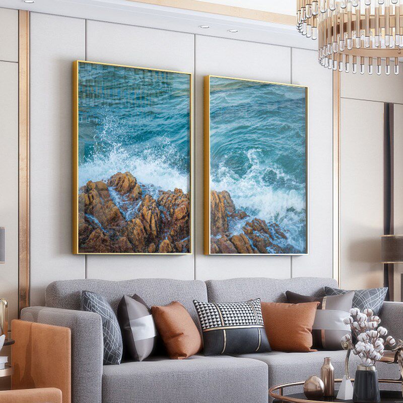 大海岸沙滩岩石摄影风景墙画装饰画客厅卧室餐厅书房办公室壁挂画