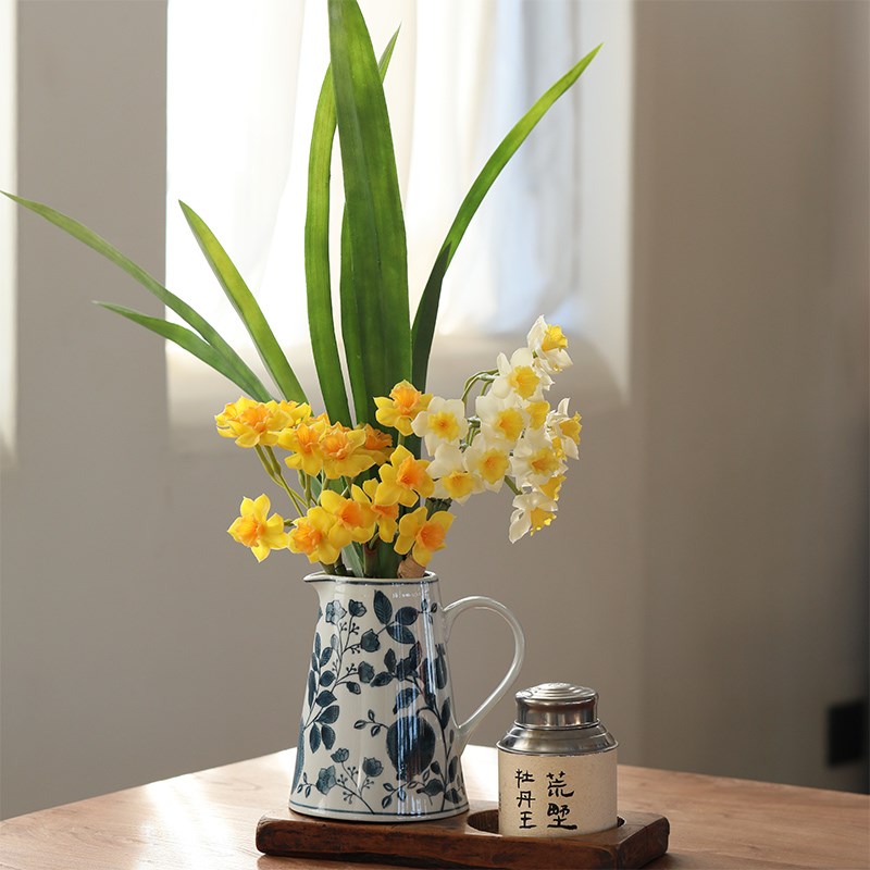 石榴中式陶瓷青花瓷花瓶摆件古风高级感复古餐桌客厅插花花器装饰