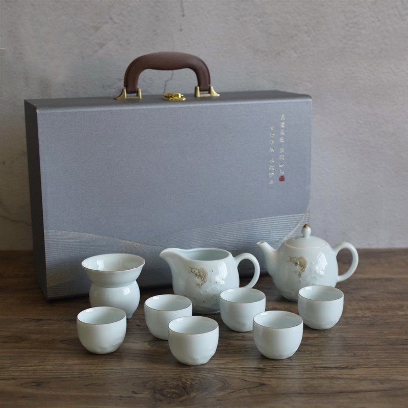 淄博特产博山陶瓷鲁青瓷中式传统功夫茶具套装家用泡茶国庆送礼盒
