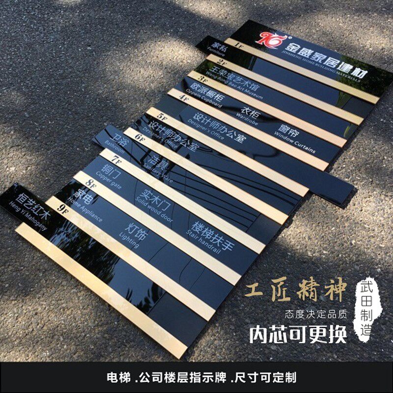 不锈钢楼层索引牌 可更换指示牌标识 写字楼电梯标示牌定制尺寸包