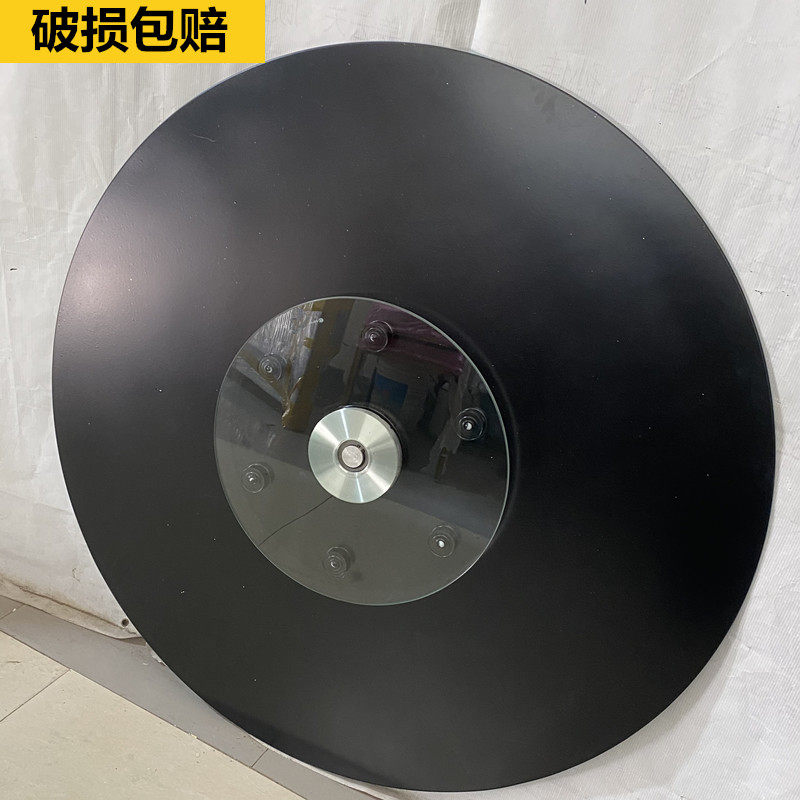家用酒店黑色烤漆辅助轮转盘圆桌转盘连体钢化玻璃防侧偏餐桌转盘