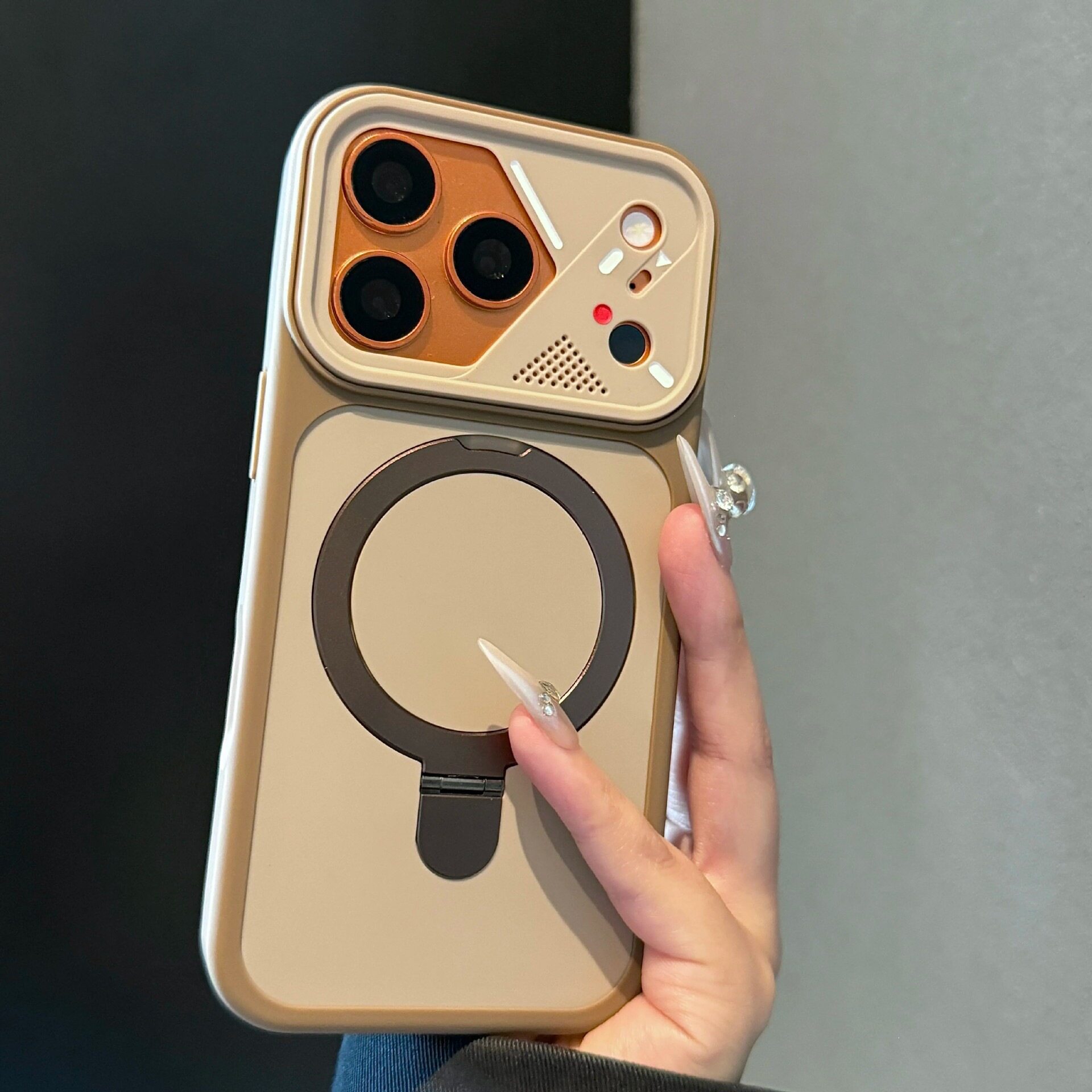 新品个性机甲镜框磁吸支架适用苹果17promax手机壳新款17iPhone16/15磨砂肤感撞防摔全包壳情侣壳独特创意