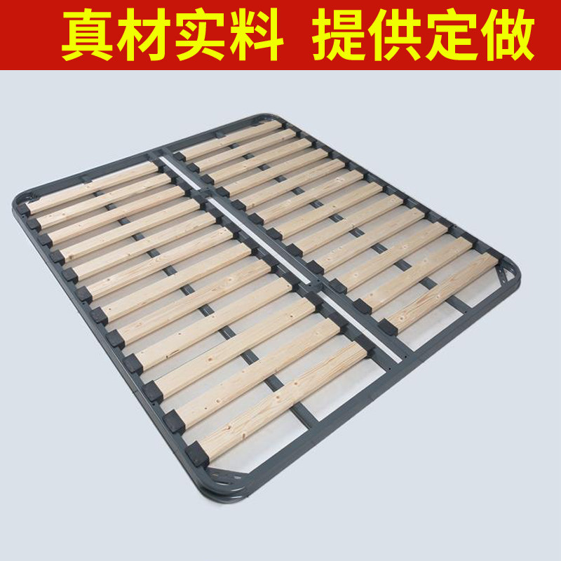 静音加固折叠实木双人排骨架床架榻榻米软床龙骨架松木床板可定制