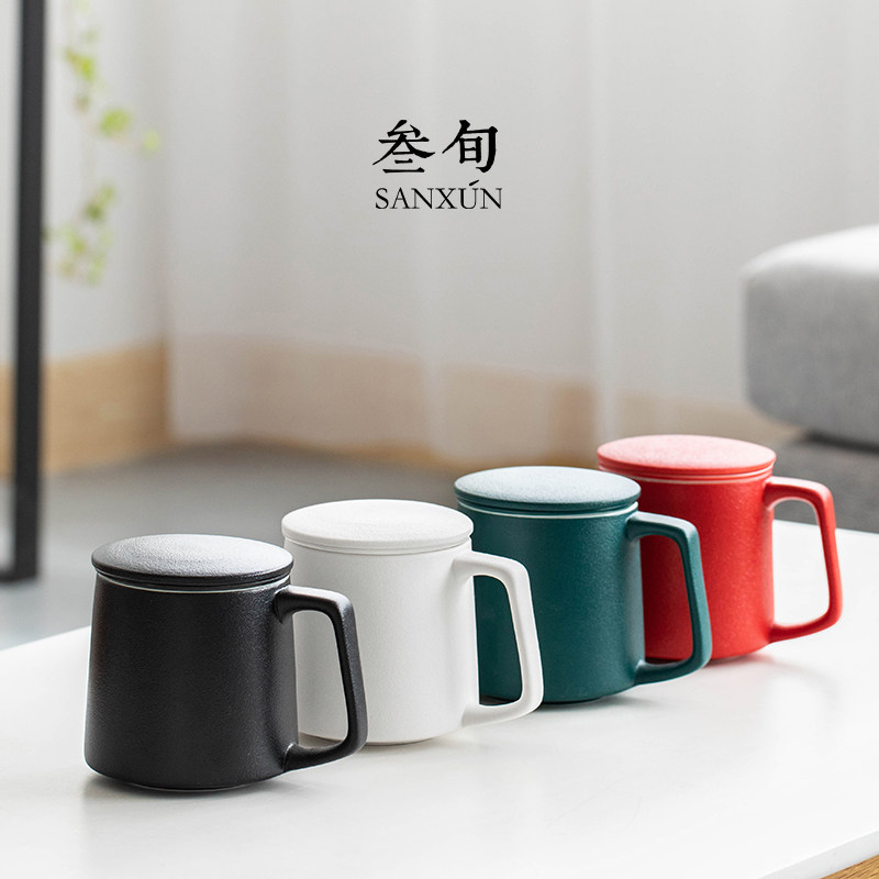 叁旬马克杯创意带盖过滤泡茶杯子办公室情侣陶瓷水杯恒温礼盒定制