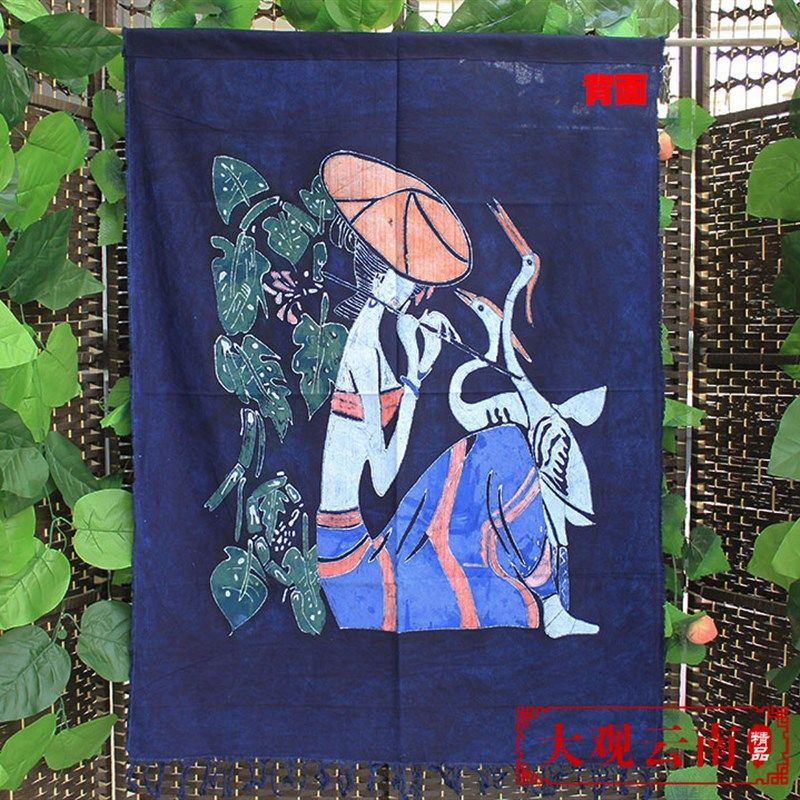 蜡染门帘布艺隔断帘花腰傣少女餐厅酒吧装饰中式半帘壁挂棉布挂帘