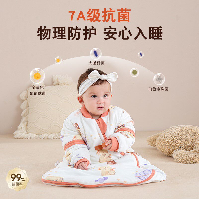 婴儿一体包脚睡袋秋冬加厚新生儿宝宝春秋防踢被恒温U型蘑菇睡袋