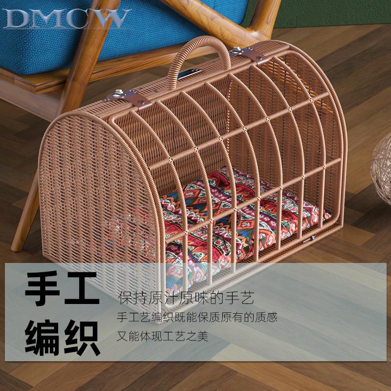 小猫笼手提小奶猫窝遛猫包外出便携猫窝藤编斜跨小猫窝四季通拆卸