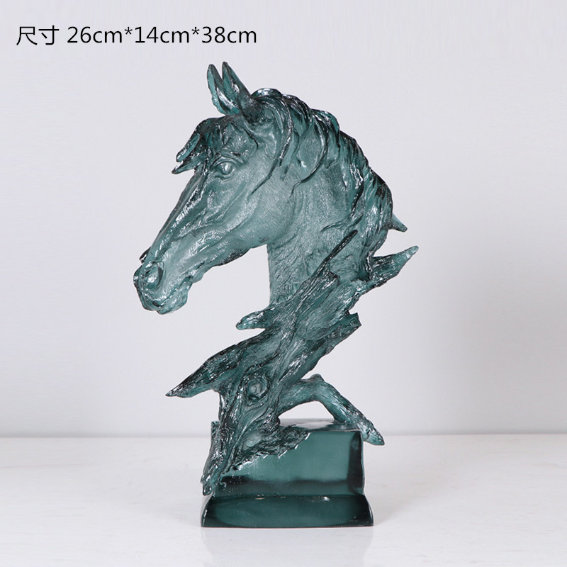 新中式马头雕塑摆件样板房客厅玄关电视柜家居别墅展厅软装饰品