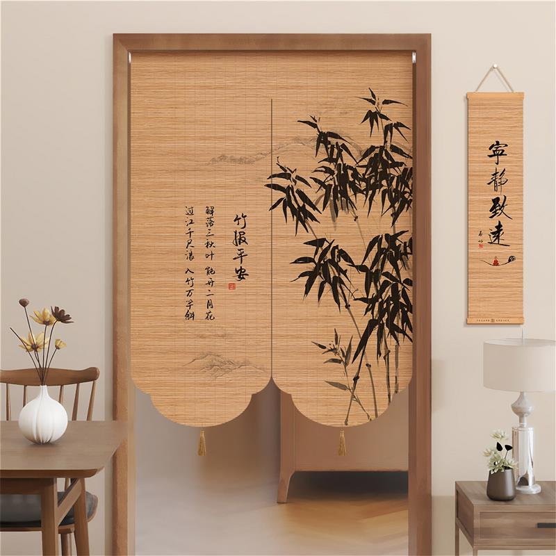 新中式竹帘过道门帘隔断帘厨房遮挡帘卷拉式卷帘四季通用门口挂帘