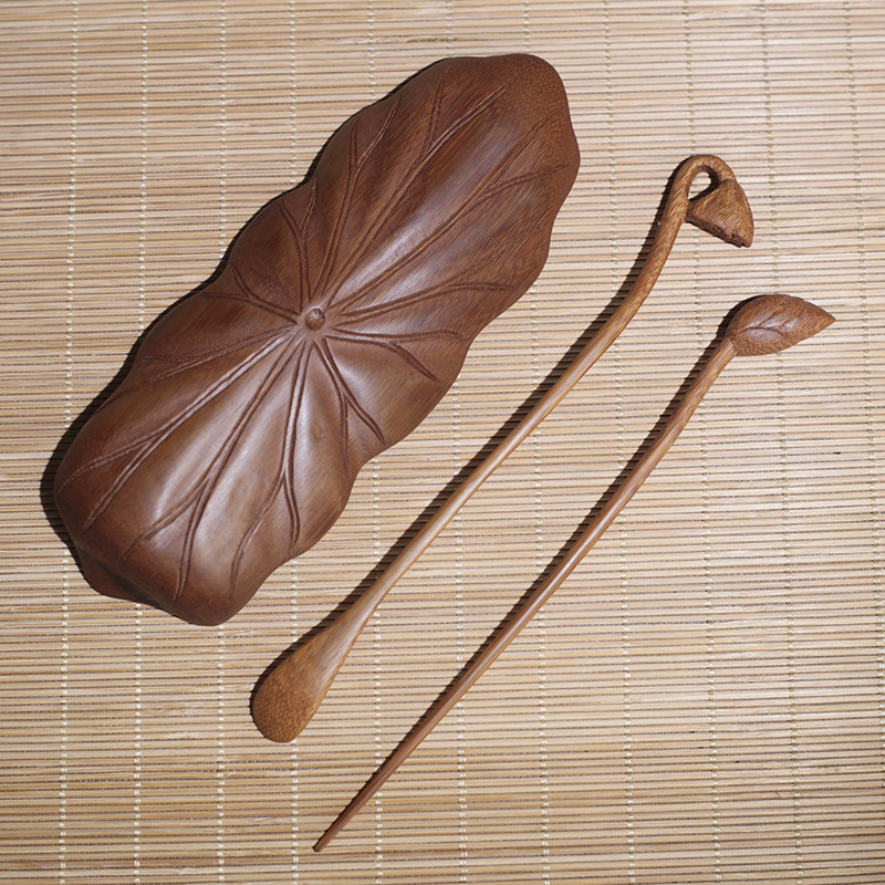 竹制实木手工雕刻茶则茶勺茶针茶艺组合茶具三件套茶道六君子配件