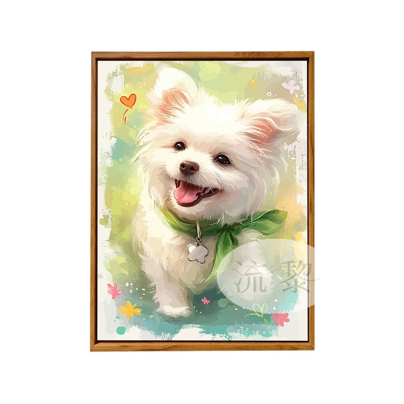 治愈系金毛比熊犬宠物狗狗DIY数字油画手工绘填充涂色解闷装饰画