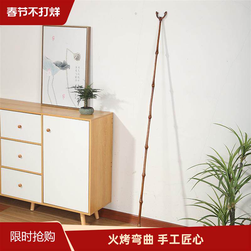 新中式晒衣杆筇竹手工竹子叉杆实木晾衣杆画叉画杆画叉杆撑画挑