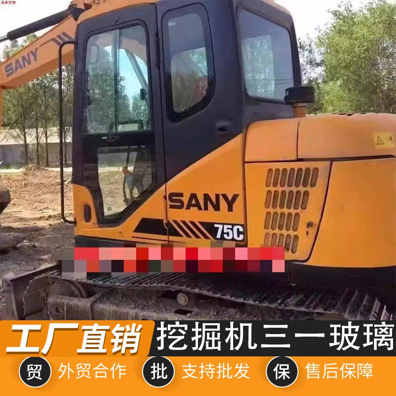 三一75C/75-8/65-8老款挖掘机玻璃配件前挡风左门后侧后档右大玻