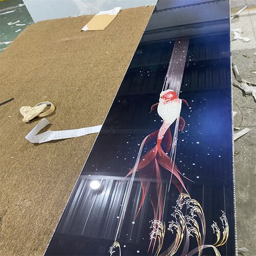 深圳厂家新中式艺术山水抽像水墨意境画夹丝夹绢玻璃屏风隔断背景