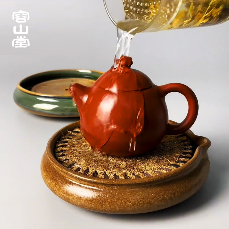古昔紫砂宜兴紫砂送4个茶杯 全手工大师胡中旺制宁静致远曲壶大号